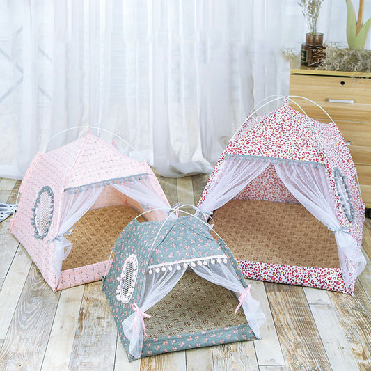 Cama tipo tienda de campaña relajante y cómoda para perros pequeños y gatos