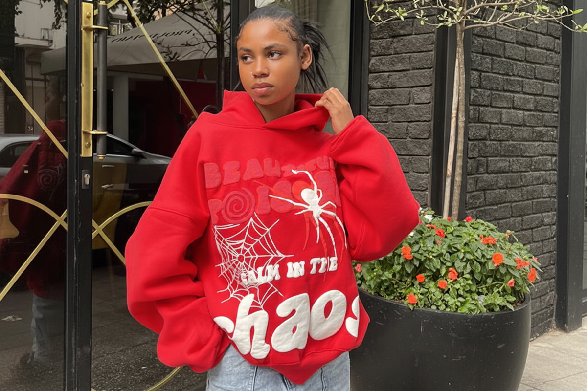 Spider Letter Prints Hoodies