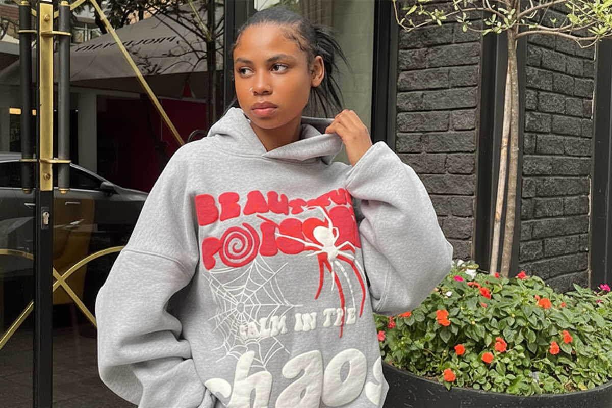 Spider Letter Prints Hoodies