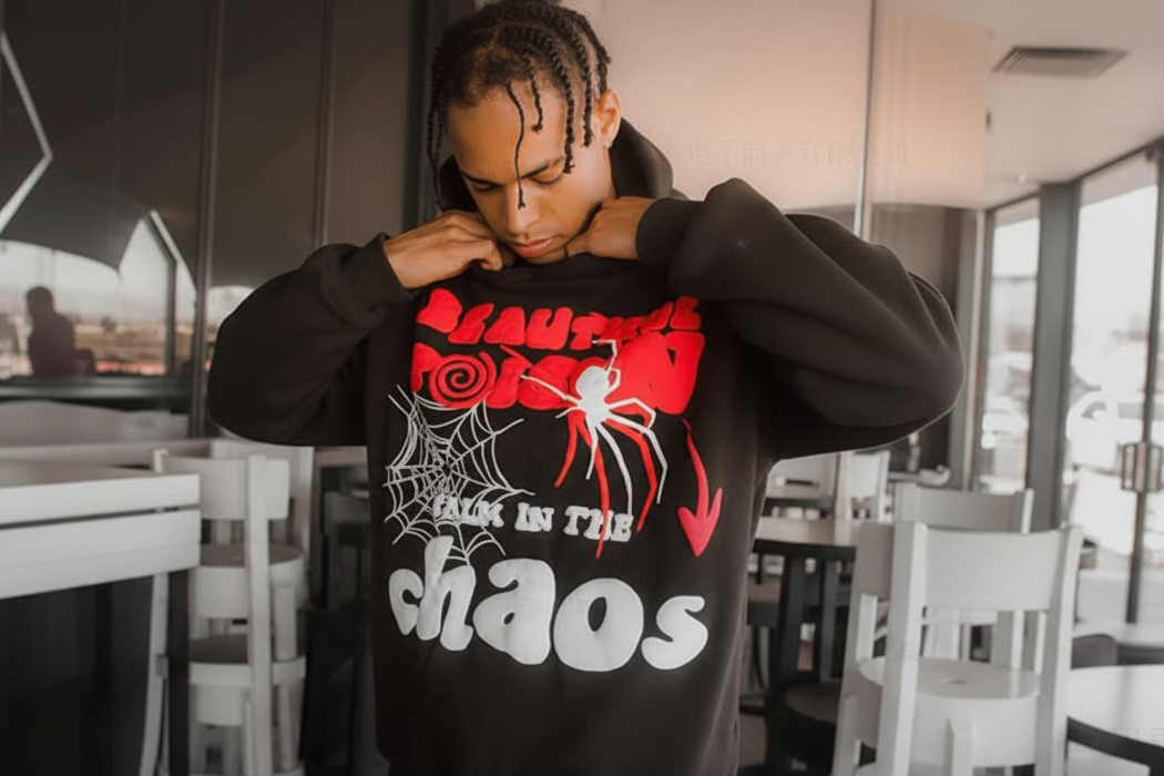 Spider Letter Prints Hoodies