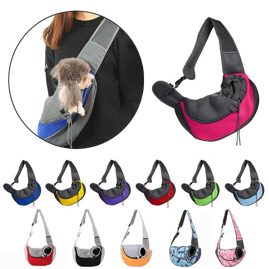 Bolso transportador transpirable para mascotas tipo bandolera